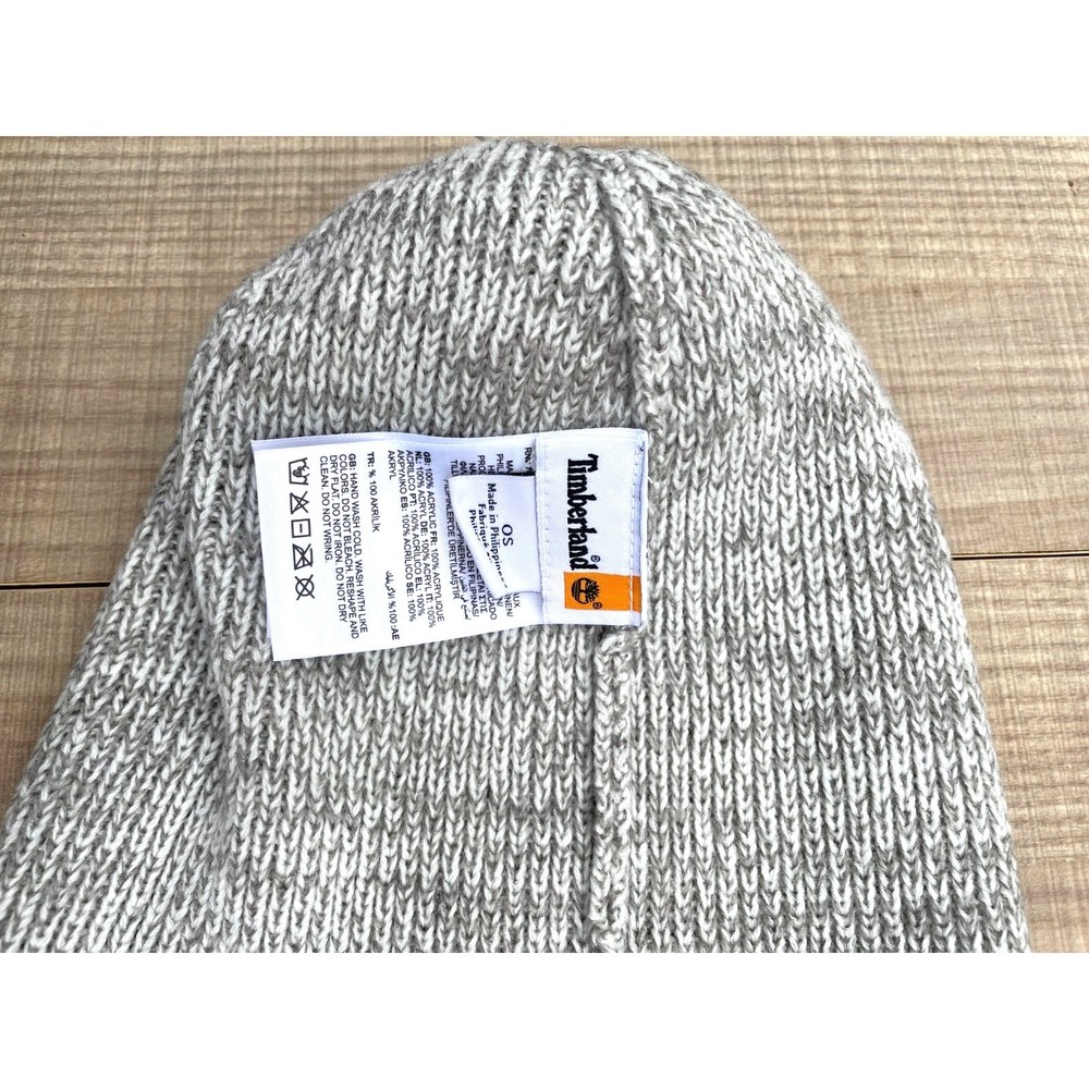 Timberland Womens Grey & White PomPom Beanie - One Size - NEW - Picture 3 of 5